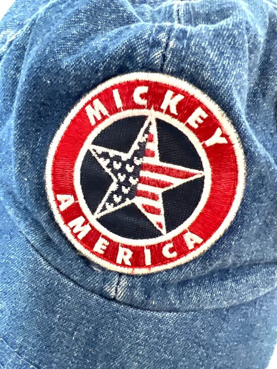 Vintage Walt Disney World Mickey Mouse America Denim Hat Snapback Flag Patriotic main image 5